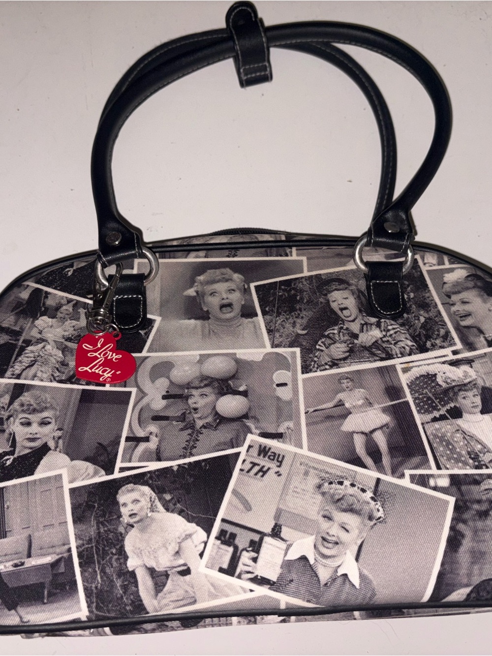 Rare I Love Lucy Collage Dome Satchel Handbag - Black & White